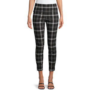 Time And Tru Pants 8 Black Plaid Gray Millennium Skinny High Rise Stretch